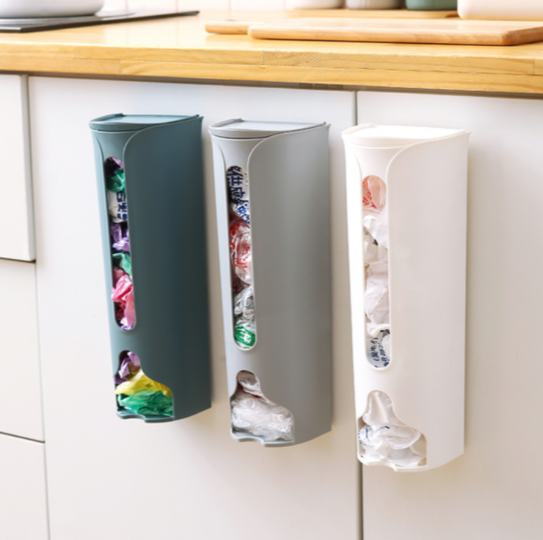 Wall Hanging Garbage Bag Storage Box, Kitchen Plastic Bag Holder & Organizer for Bathroom, Trash Bag Dispenser