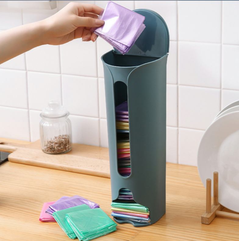 Wall Hanging Garbage Bag Storage Box, Kitchen Plastic Bag Holder & Organizer for Bathroom, Trash Bag Dispenser