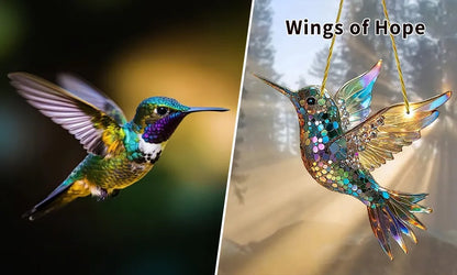 Hummingbird Suncatcher Colorful Window Hanging