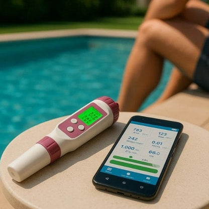 Digital pool tester – pH and chlorine measuring device for easy water analysis