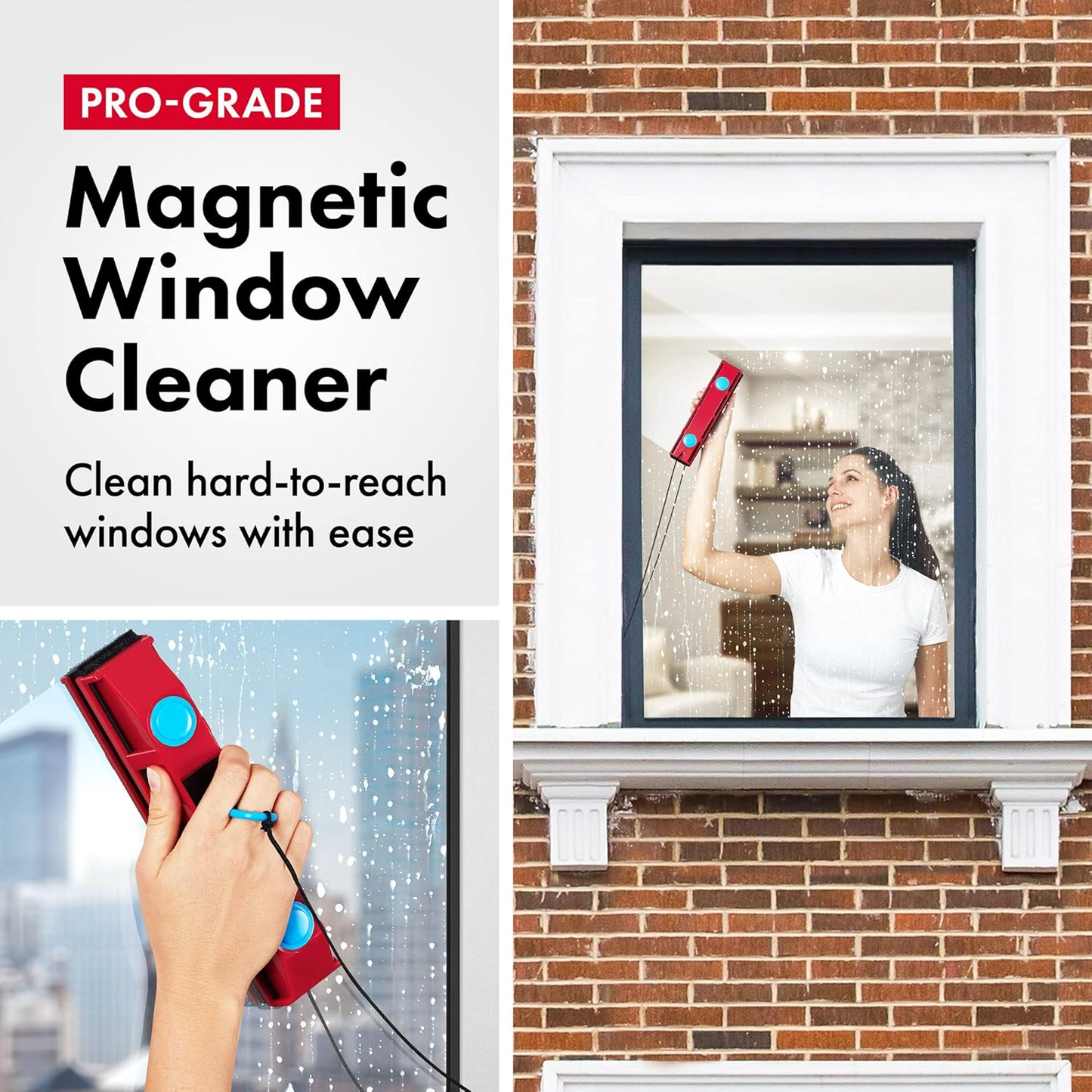 Double Sided Magnetic Window Cleaner for Streak Free Glass