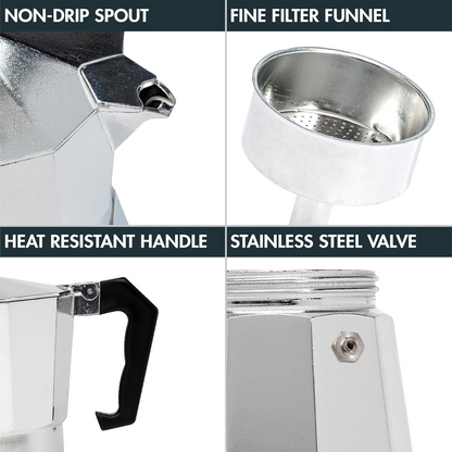 Classic Stovetop Espresso Maker Italian Moka Pot Coffee Brewer