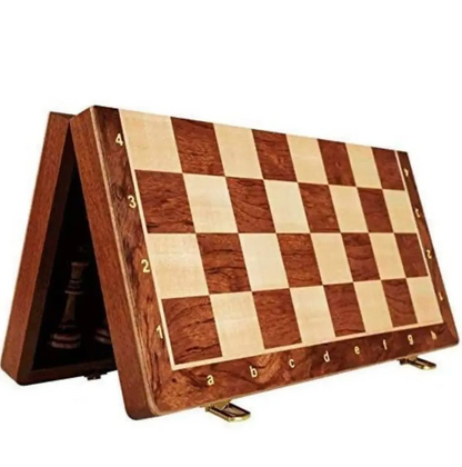 Classic Wooden Chess Set Folding Board with Storage