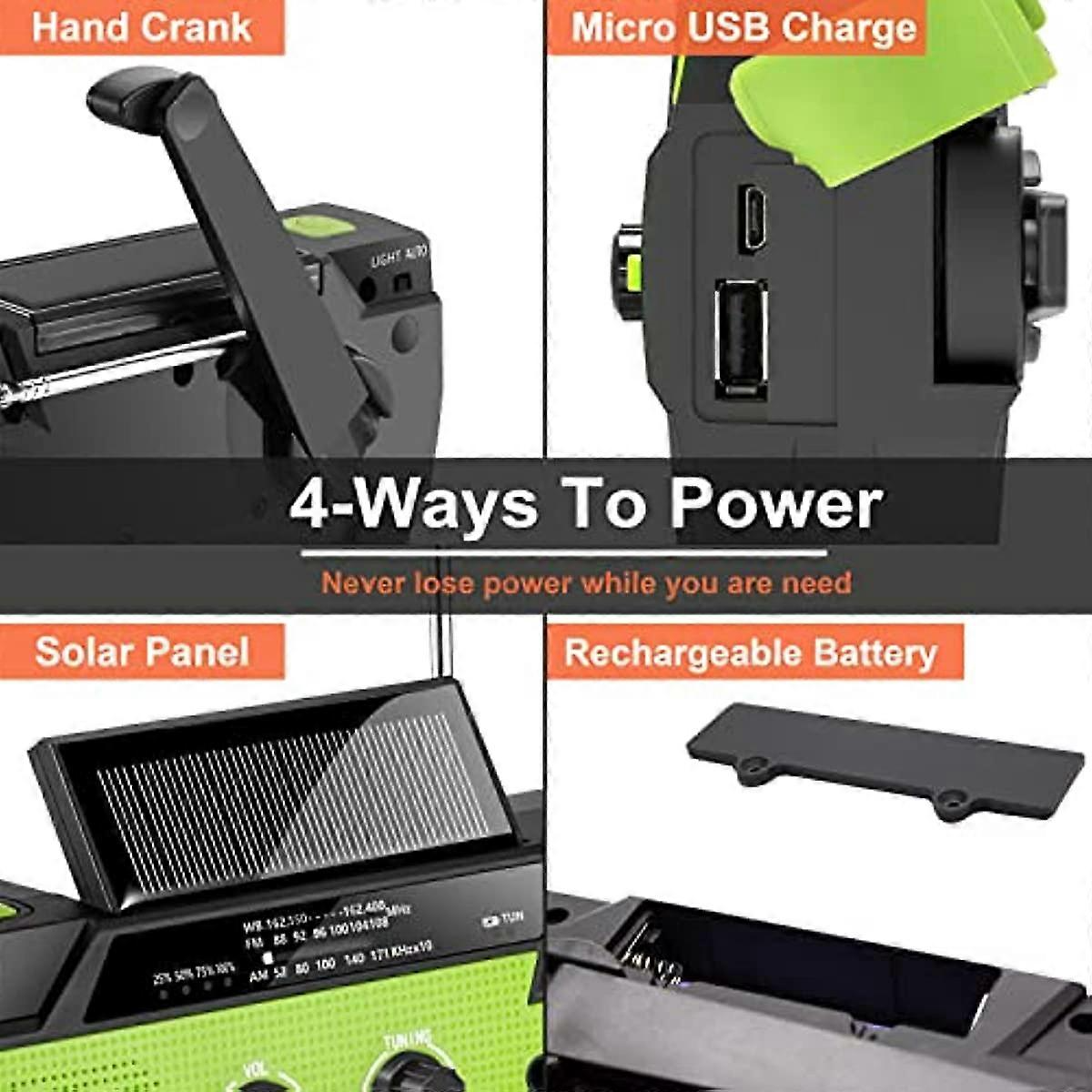 Emergency Crank Radio NOAA Weather Alert & Solar Powered
