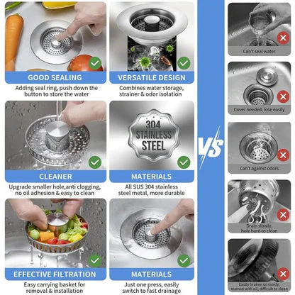 Kitchen Sink Drain Basket Filter Stainless Steel