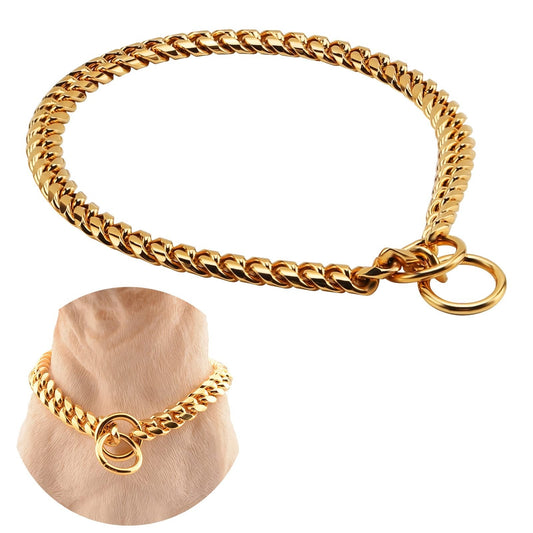 Black and Gold Stainless Steel Dog Collar Strong & Durable