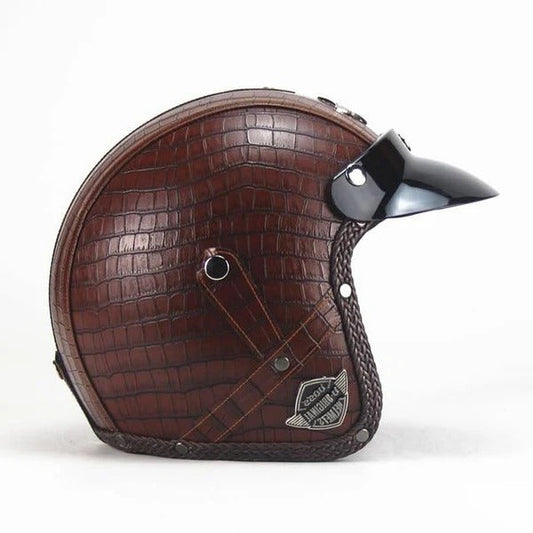Retro Open Face Motorcycle Helmet with Vintage Goggle