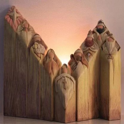9pcs Heaven Nativity Tree Pillar Statues