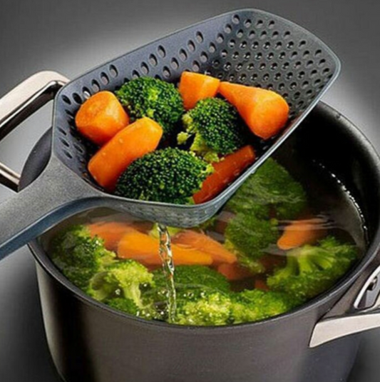 Kitchen Strainer Spoon, Professional Oil Draining Tool for Deep Frying, Heavy Duty Food Filter with Ergonomic Handle